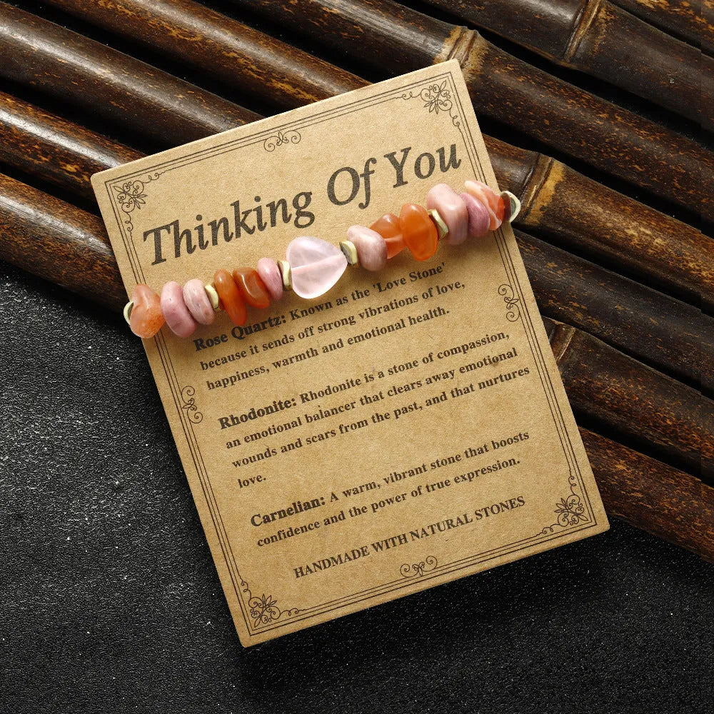 A geometric beaded stone bracelet for women, showing handmade craftsmanship.