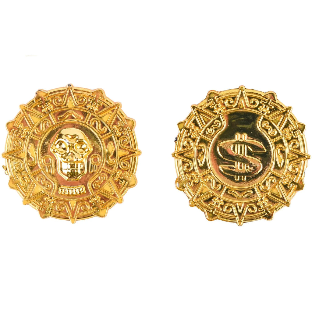 Plastic pirate gold coin toy with pointed style design for Halloween dress up parties
