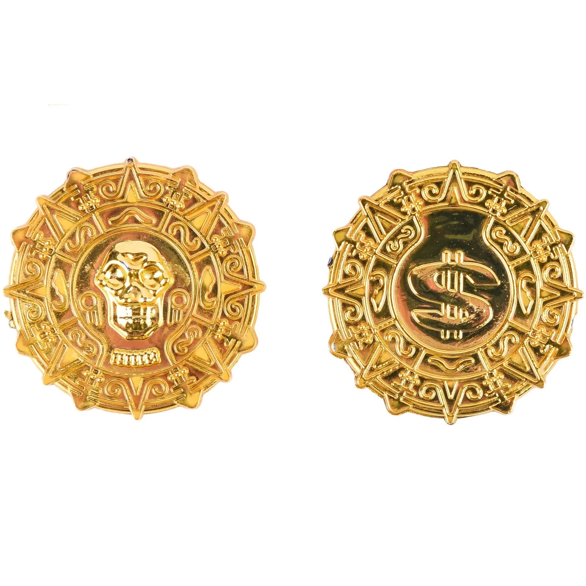 Plastic pirate gold coin toy with pointed style design for Halloween dress up parties