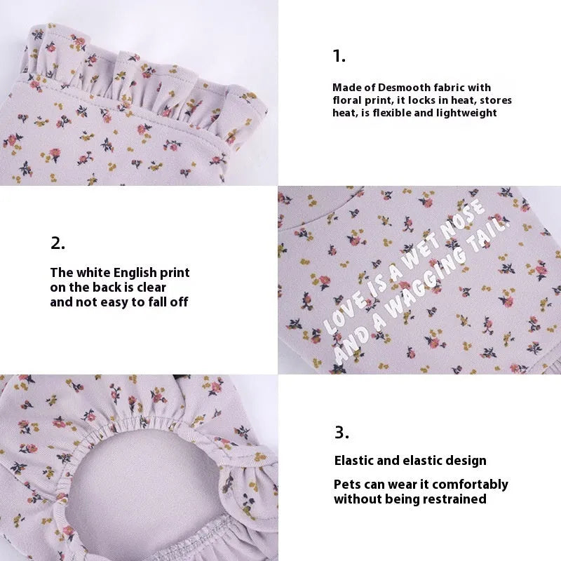 Light purple floral skirt pet undershirt for small dogs on teddy bear breed