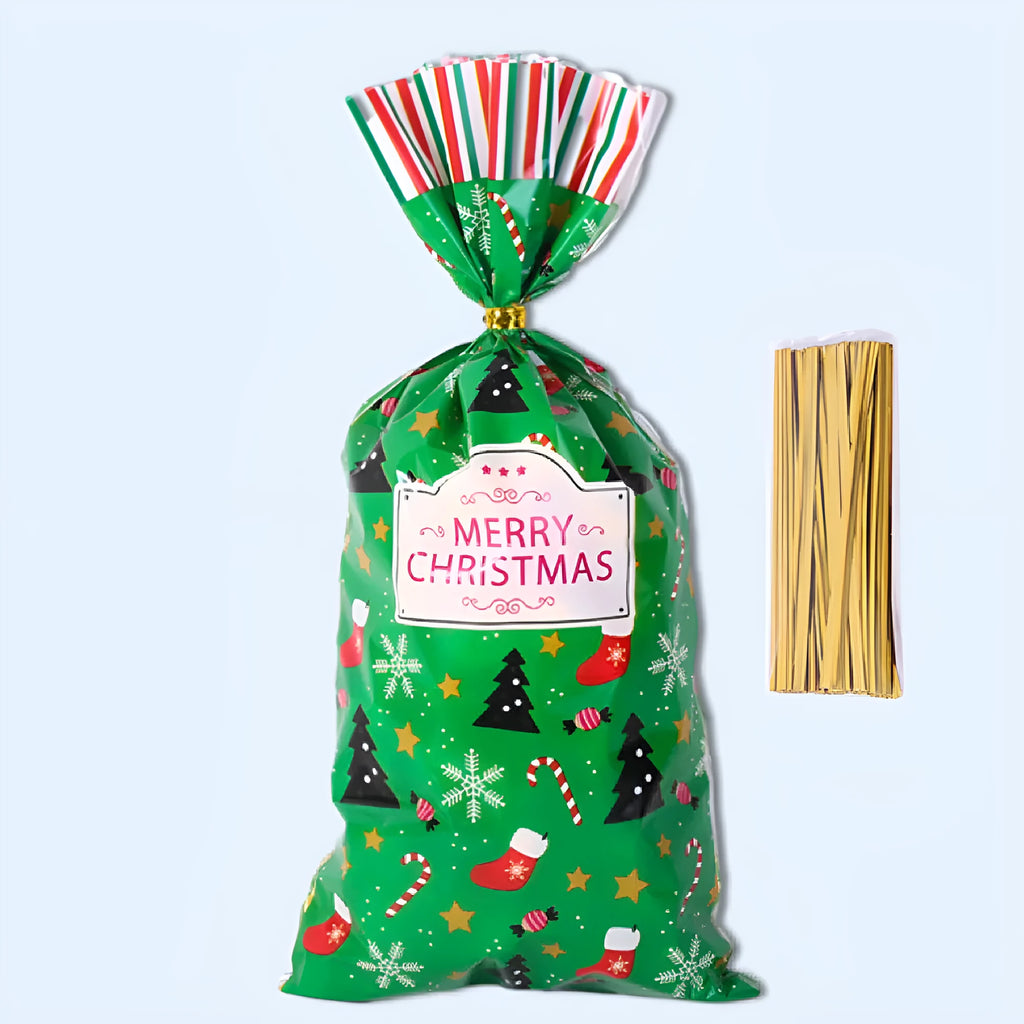 Christmas gift tying packing bags, OPP flat bags 13x27cm, 50pcs per pack, Christmas Bag A or B