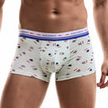 Printed men's underwear in grey with mid-waist waistband, cotton blend fabric, size L to 3XL