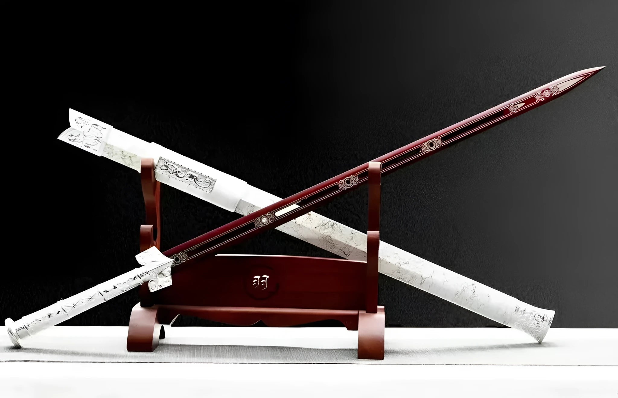 Xuanhong one-piece 65 manganese steel unsharpened katana-style collectible sword with solid wood and leather scabbard, 103cm overall