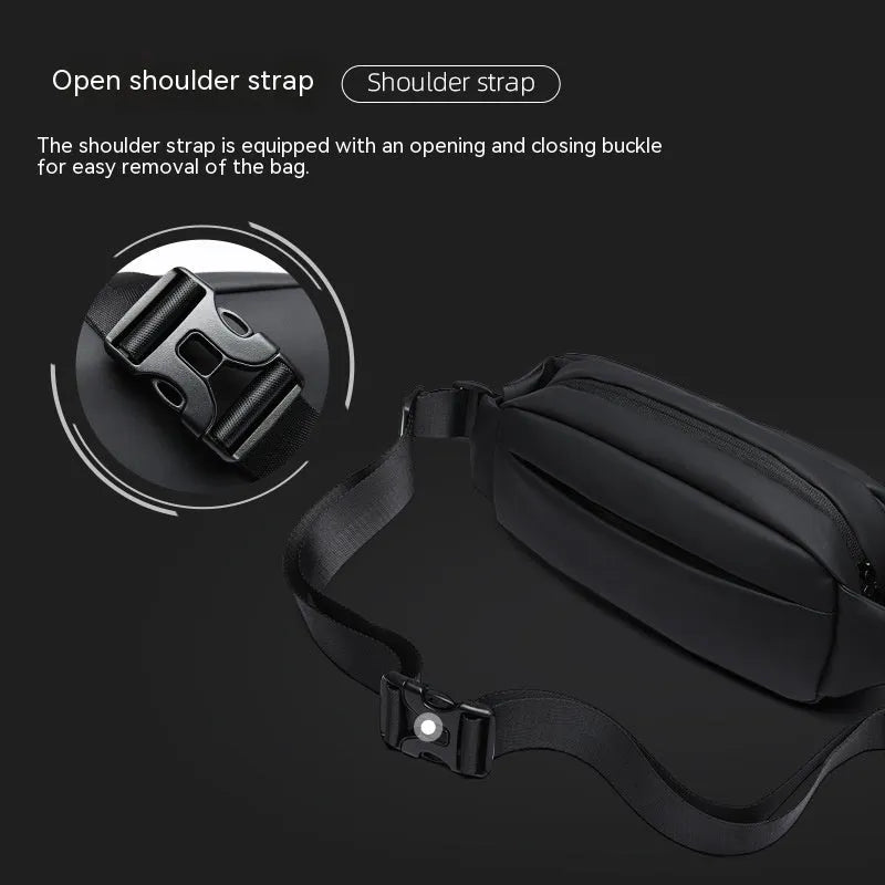 Black Oxford cloth men's messenger bag with street trend style and cross body design