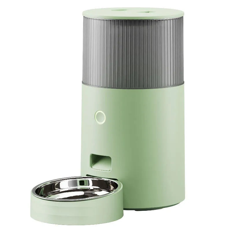 Mefu Smart Feeding automatic pet feeder in beige with stainless steel bowl and 2.5L capacity