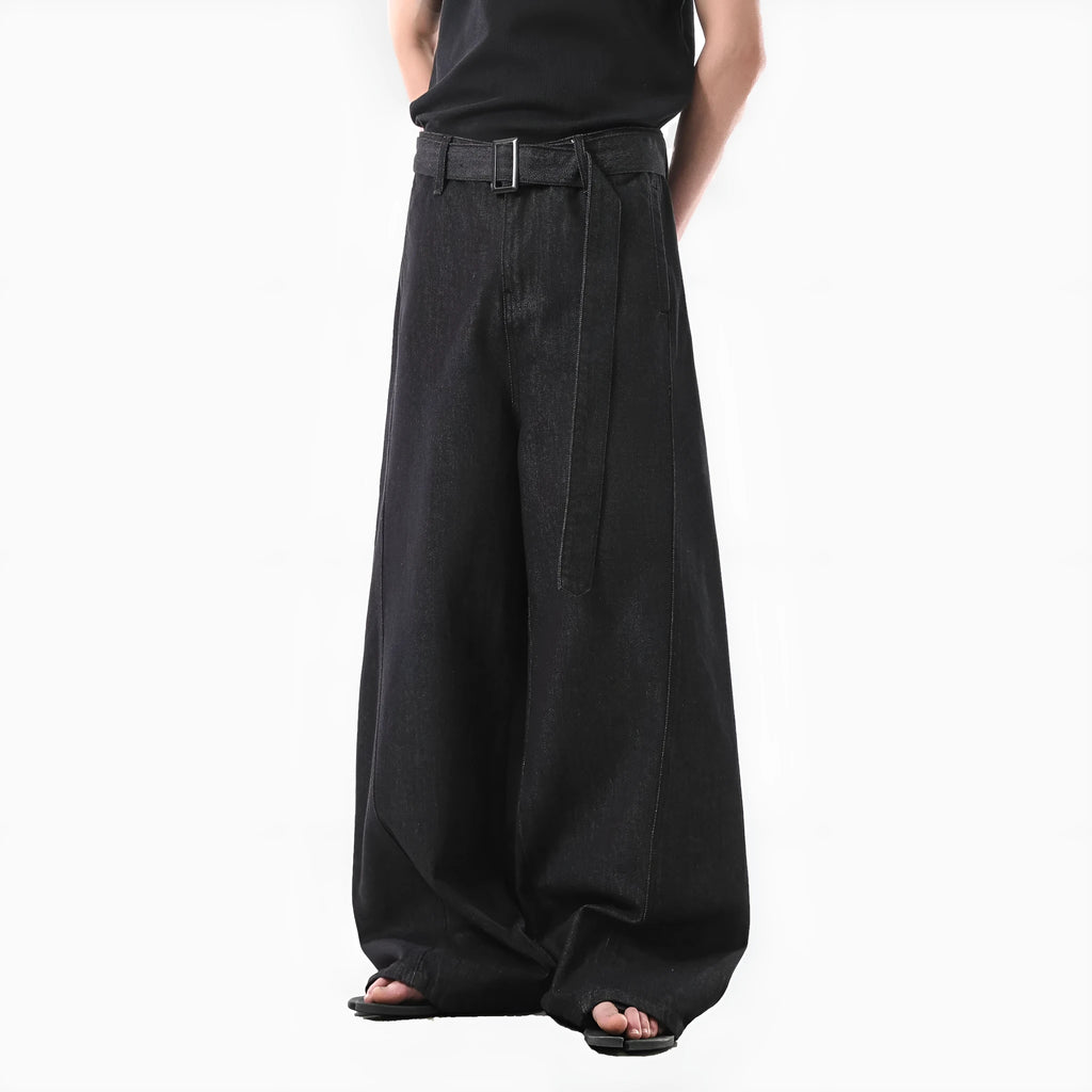 Black women's high-waist straight-leg jeans with zip fly on mannequin