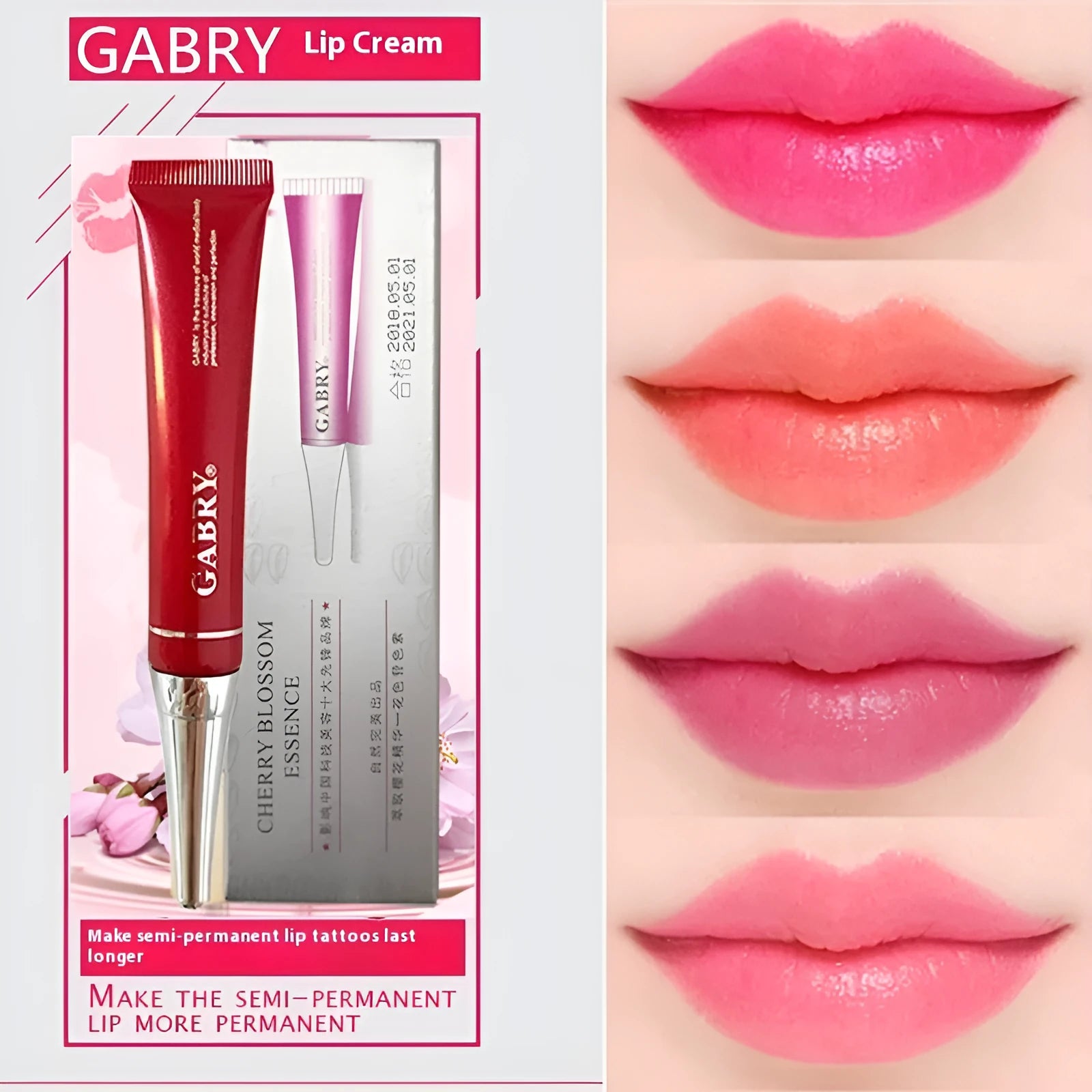 Vermilion lip gloss makeup tool with waterproof formula in five colour options