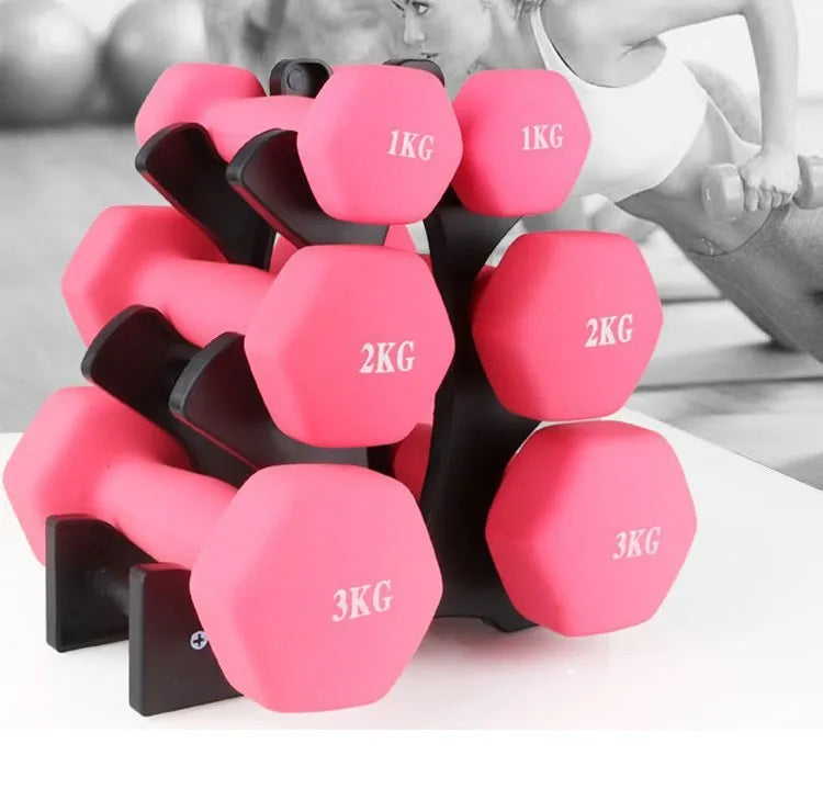 PVC dumbbell rack holder stand for home gym floor storage, available in five specifications.