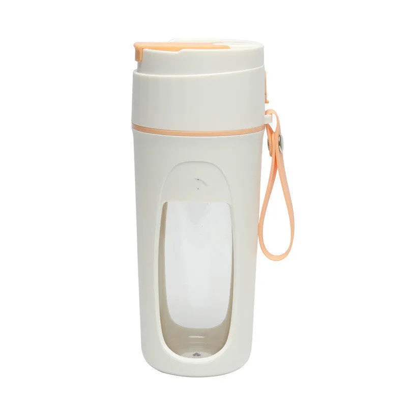 Portable USB charging blender cup with borosilicate glass liner in fresh orange colour