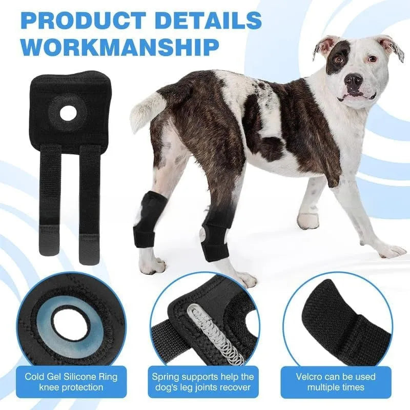 Black polyester dog leg guard for joint support and ACL ligament tear rehabilitation
