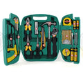 27-piece car emergency tool kit with malleable iron tools in a portable tool box for dual-use home and car maintenance