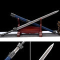 Ancient-style Tang sword with 73cm unsharpened high manganese steel blade, solid wood scabbard with leather covering