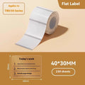 Transparent waterproof adhesive labels in multiple rectangular and circular sizes on thermal synthetic paper roll