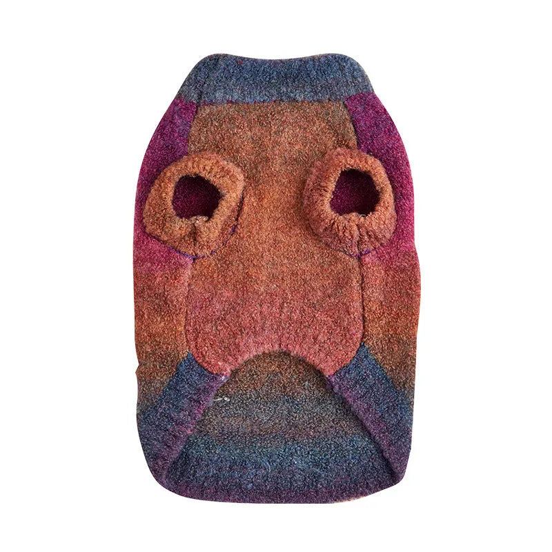 Dopamine pet sweater with rainbow circle design in wool acrylic blend for dogs and cats