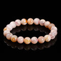 Natural cherry agate bracelet with round geometric beads in sweet style for women