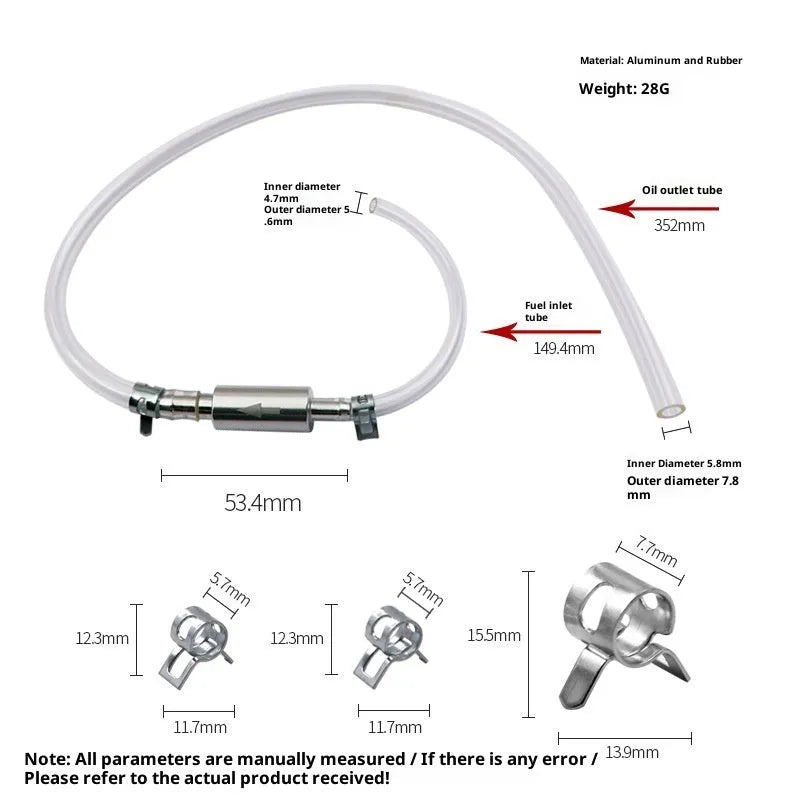 5mm motorcycle oil guide tube in aluminium and rubber for hydraulic brake fluid and oil pumping