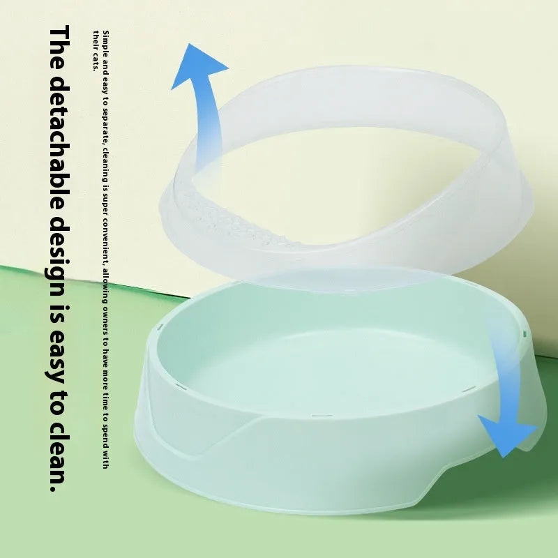 Round deodorant cat litter box in mint green or soft fog pink colour with PP plastic construction