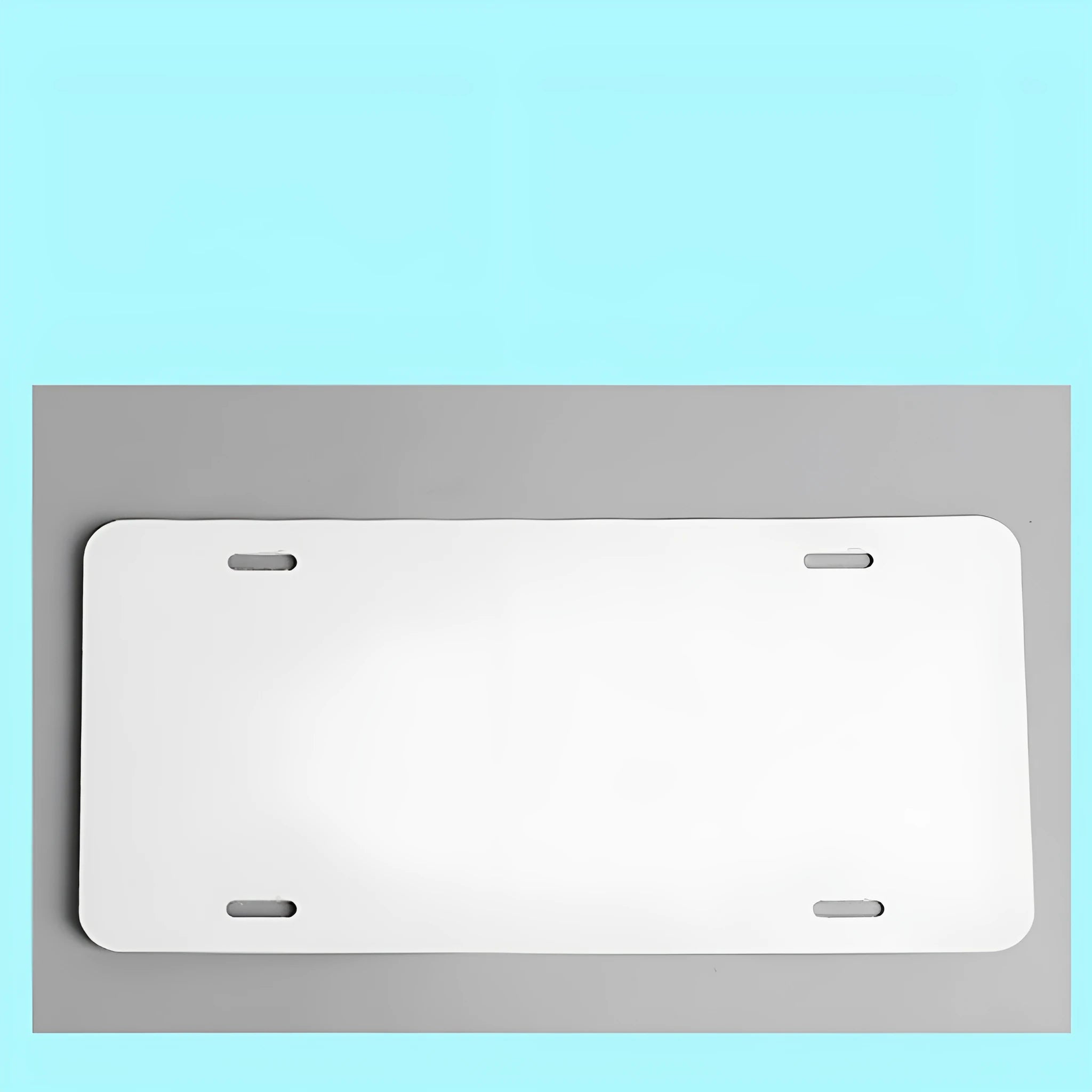 White aluminium licence plate blank measuring 30.3 by 15 centimetres with four thickness options