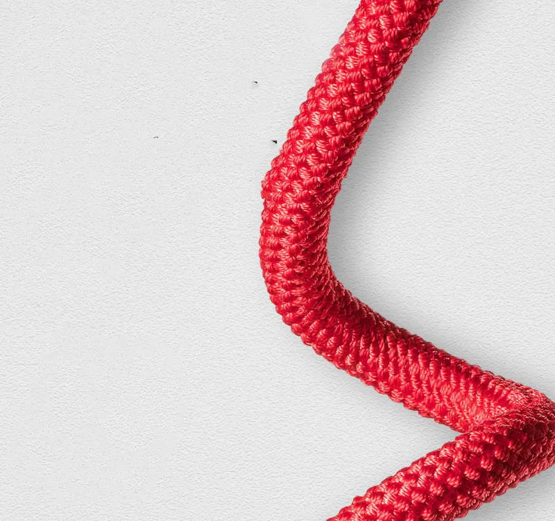 Red and grey polyester skipping rope, 2.8 metres long, with 16cm handles and 4cm diameter