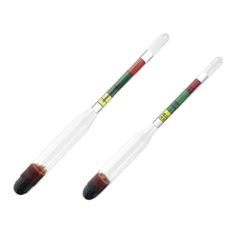 Electrohydraulic battery hydrometer with glass construction and measurement scale for electrolyte density testing
