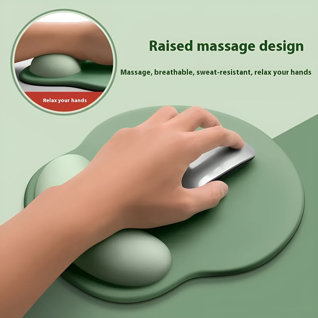 Silicone mouse mat with wristband in gradient blue-black colour, measuring 220mm by 250mm.