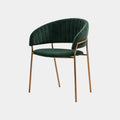 Gold plated makeup chair and dining room chair with metal frame and fabric upholstery in blue, gray, red, or dark green
