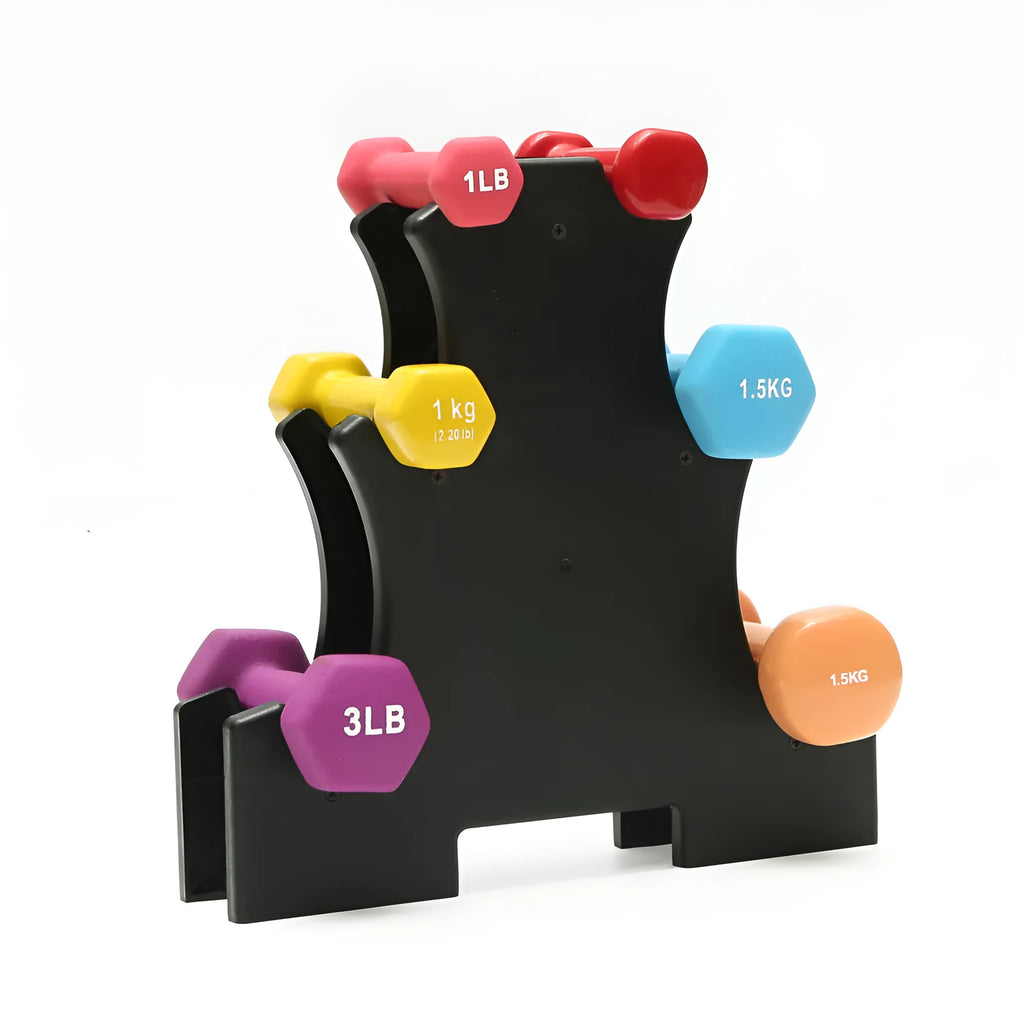 PVC dumbbell rack with removable bracket support for gym storage organisation