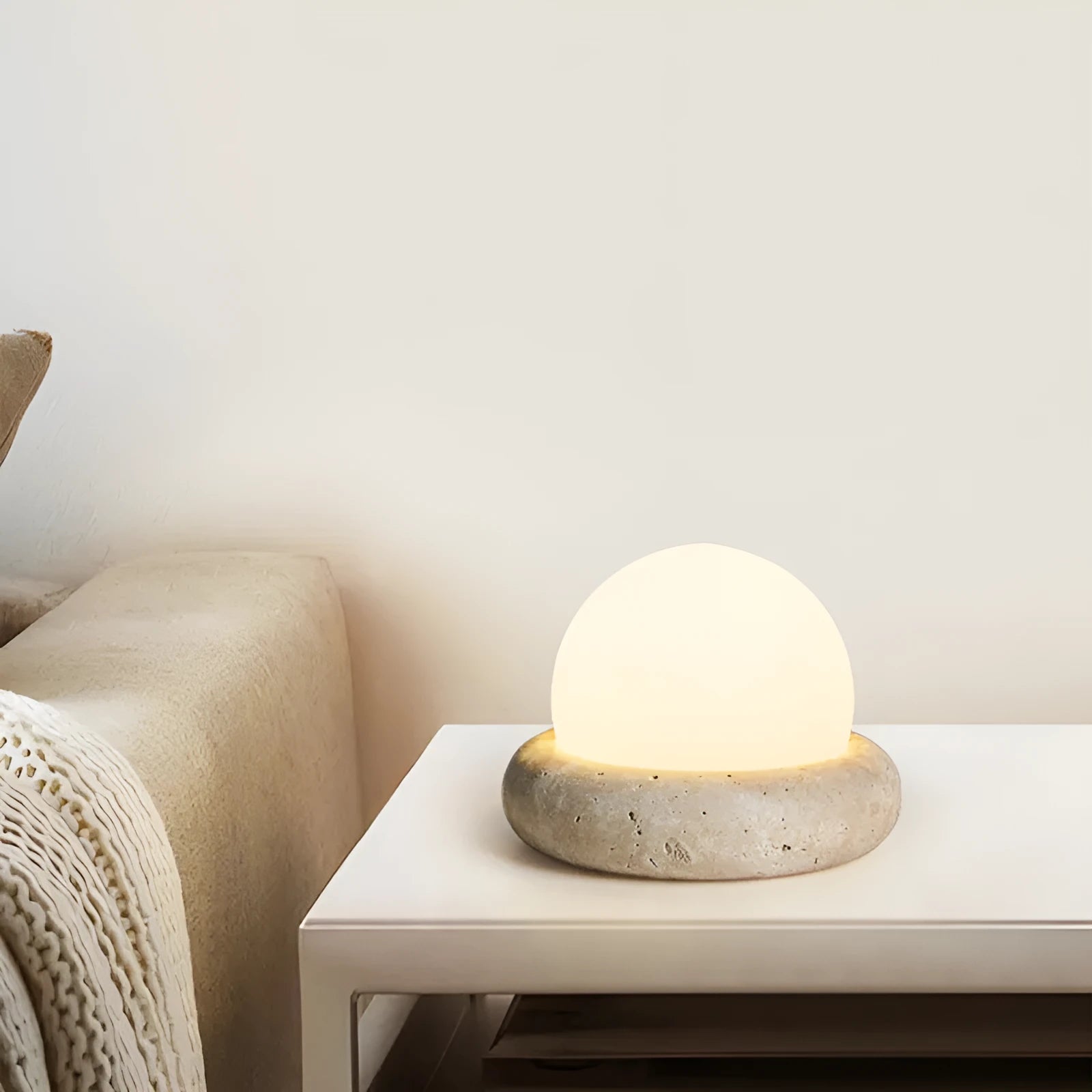 Cream modern simplicity bedside night lamp with remote control and rechargeable battery