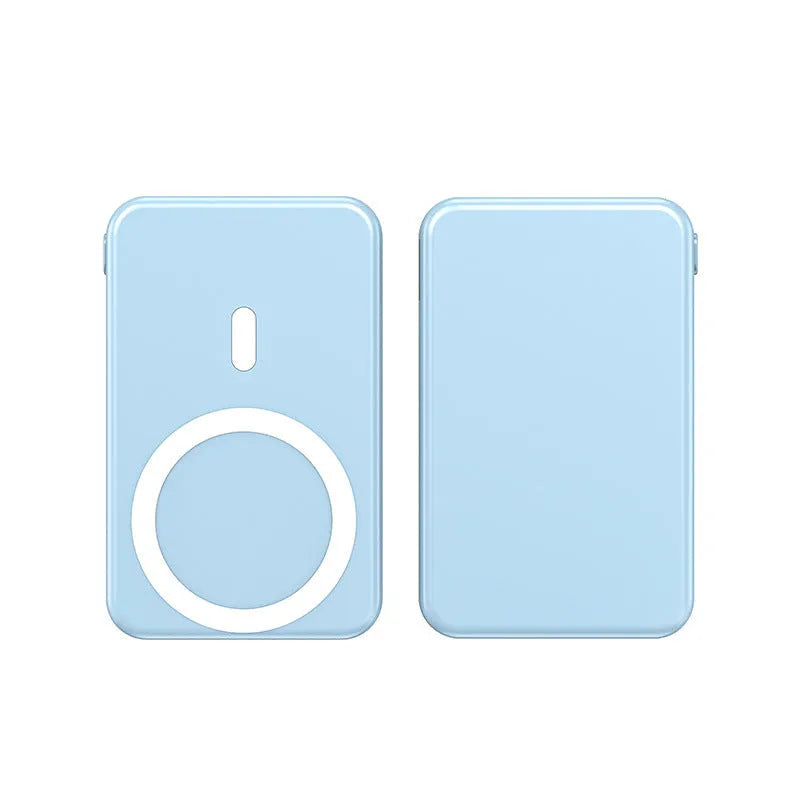 Small portable magnetic wireless power bank for iPhone charging