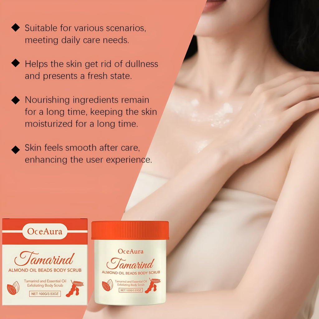 Tamarind Almond Body Scrub 100g pot with creamy texture and exfoliating particles