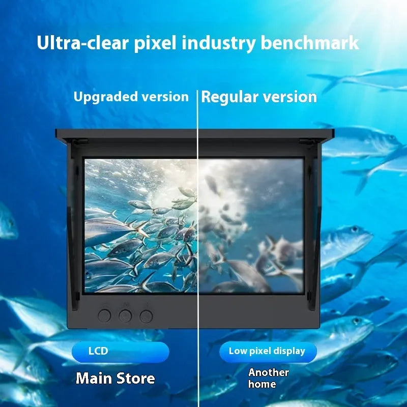 Portable fish finder underwater camera with a 4.3-inch screen, showing the camera unit with night vision LEDs.