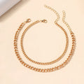 Gold and silver double-circle alloy anklet for women geometric chain