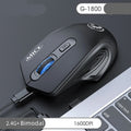 Black silent Bluetooth 2.4G wireless mouse, rechargeable, 115x80x40mm, with charging cable