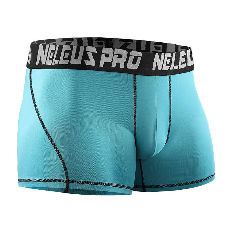 Men's anti-wear running underwear in polyester, shown in black, grey, white and light blue with M-XXL sizes