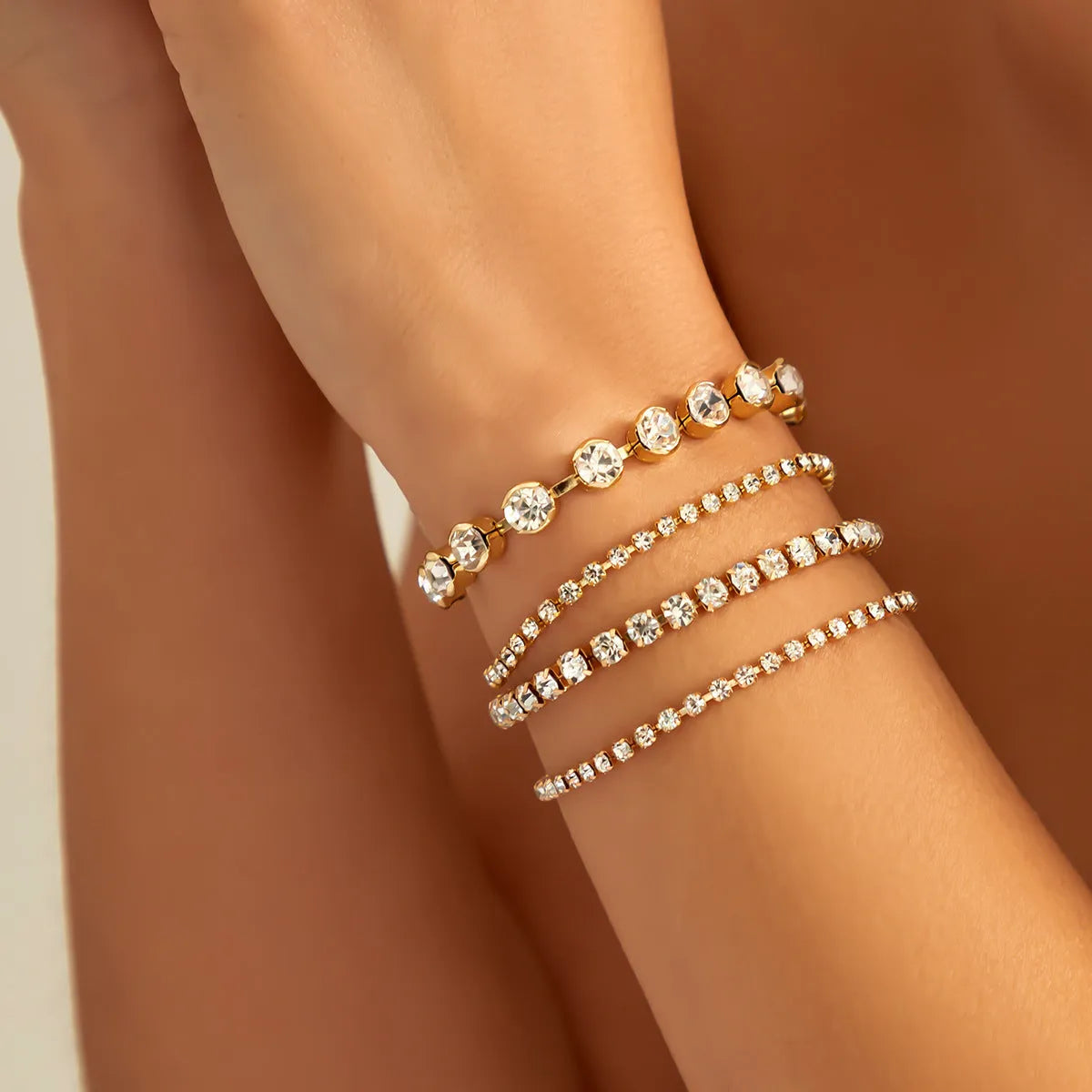 Gold alloy bracelet set with multi-portrait pearl and cartoon character design for women