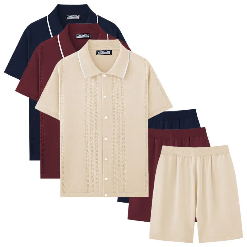 Tencel viscose knitwear set with short sleeve top and matching shorts in European sizing