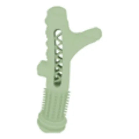 Blue TPR tree branch shaped chew toy for small dogs on a white background.