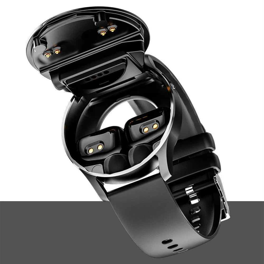 X7 Smart Watch with TWS wireless earphones showing large 1.32 inch display and black or silver zinc alloy case
