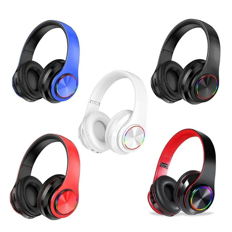 Black wireless Bluetooth gaming headset with head-mounted design and microphone.