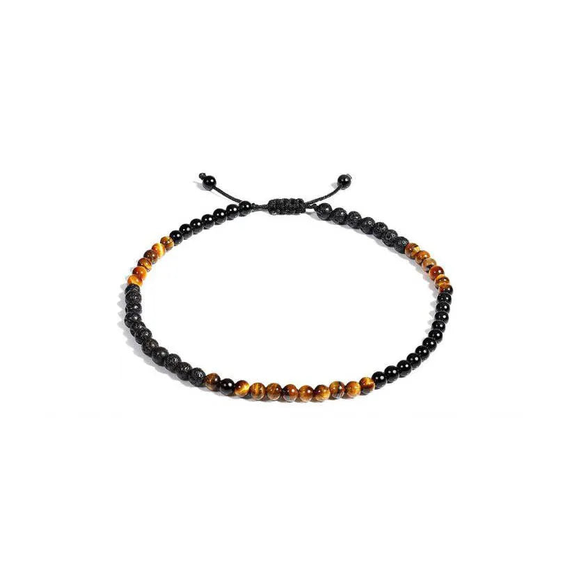 Handmade natural stone and alloy bracelet in a simple style, showing volcanic and lucky tree design options.