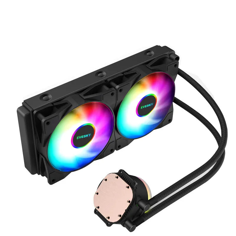 CPU radiator with RGB lighting and aluminium construction for gaming PC cooling