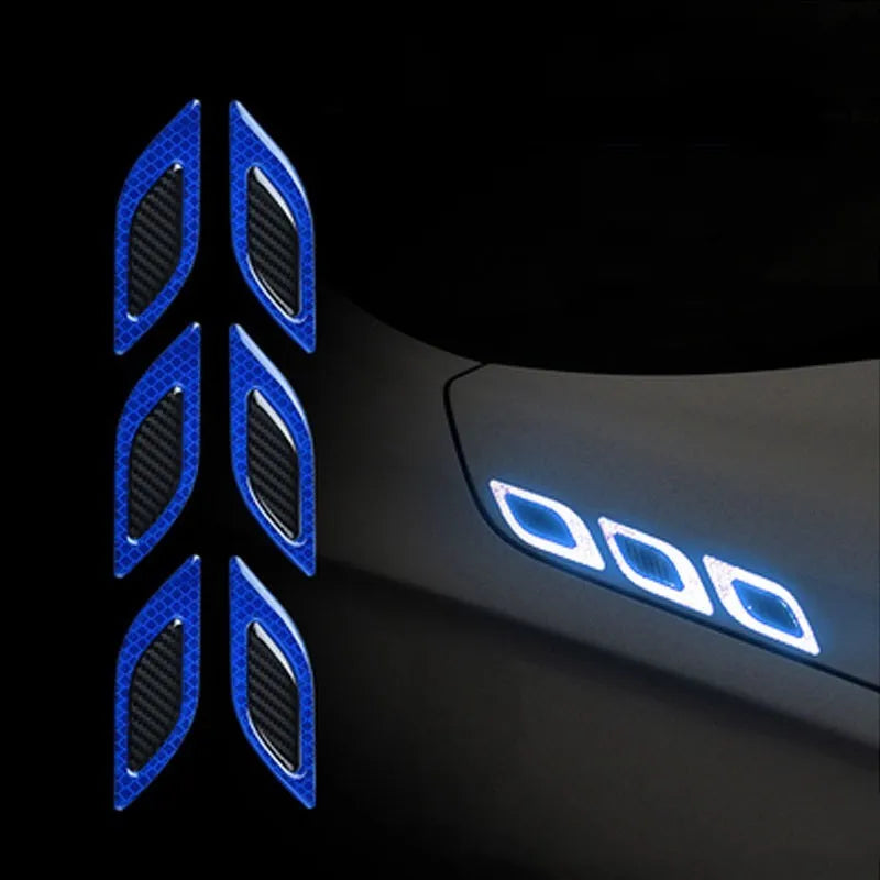 Blue reflective resin bumper protection strips for car wheel arches showing 17mm width and universal fit design