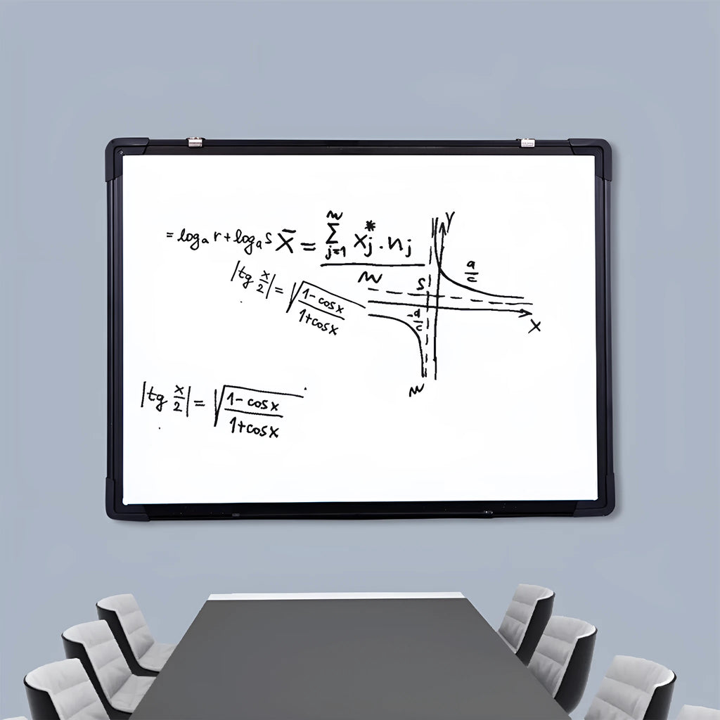 Hanging message display whiteboard 45x60CM with black frame and accessory gift pack including pens, magnets, and eraser
