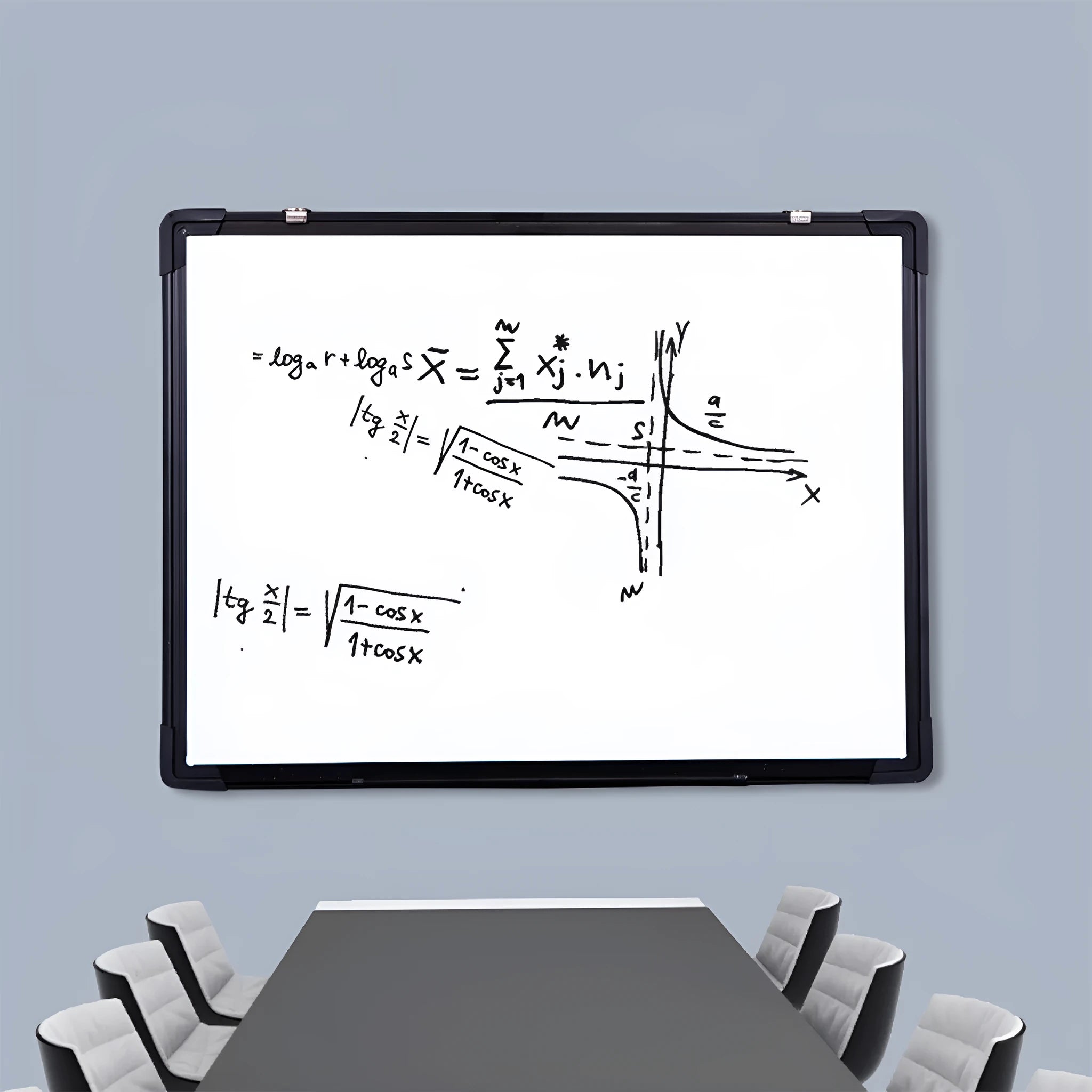Hanging message display whiteboard 45x60CM with black frame and accessory gift pack including pens, magnets, and eraser
