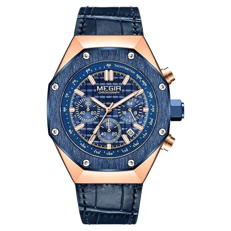 Men's waterproof quartz watch with stainless steel belt in three colour options