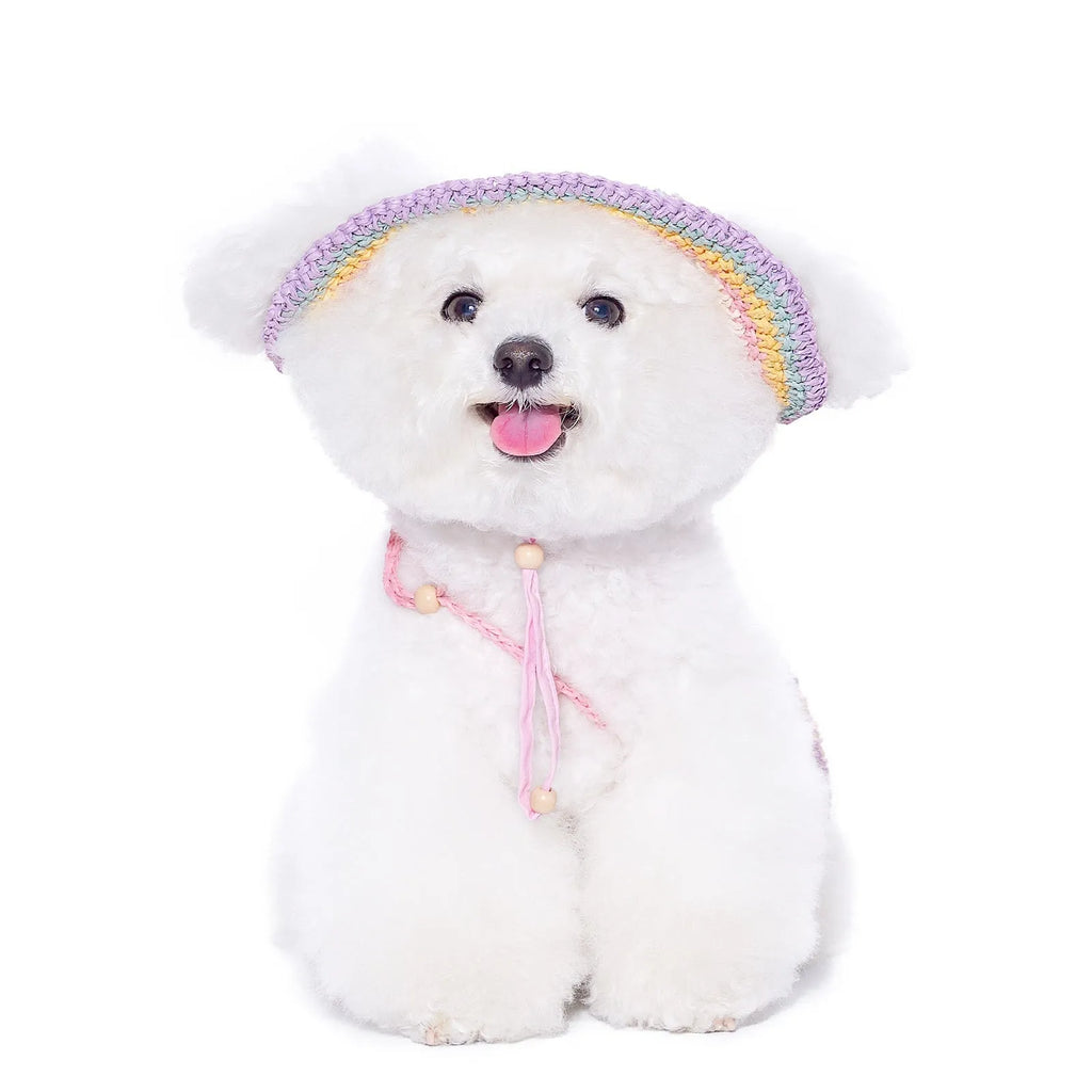 Woven paper dog sun hat for small dogs in summer, sizes S M L