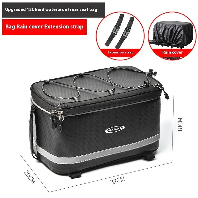 Black waterproof 12 litre PU leather car boot bag for bicycle equipment transport