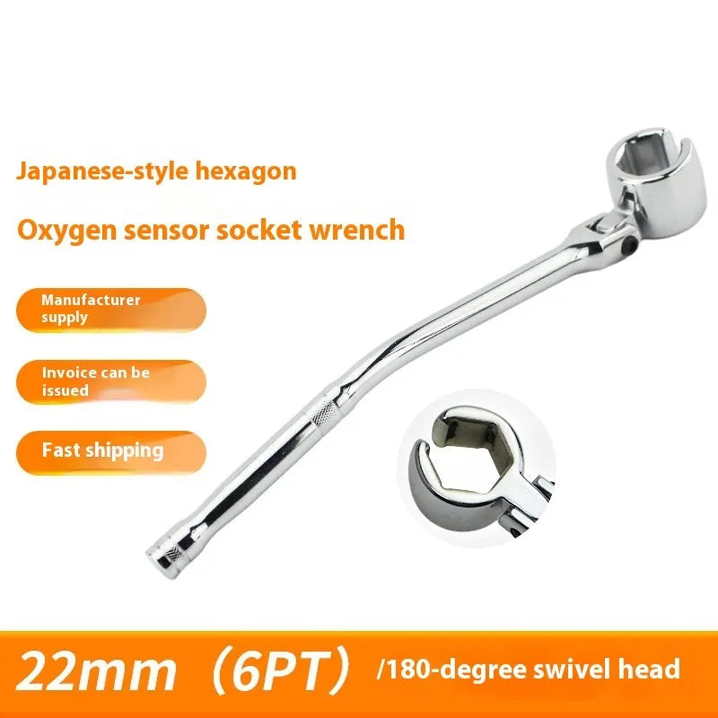 22mm hexagonal oxygen sensor removal tool with 270mm chromium vanadium steel construction and bright chrome finish