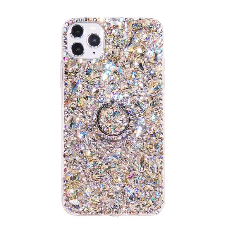 Luxury colourful diamond acrylic phone case with bracket for Samsung Galaxy smartphones.