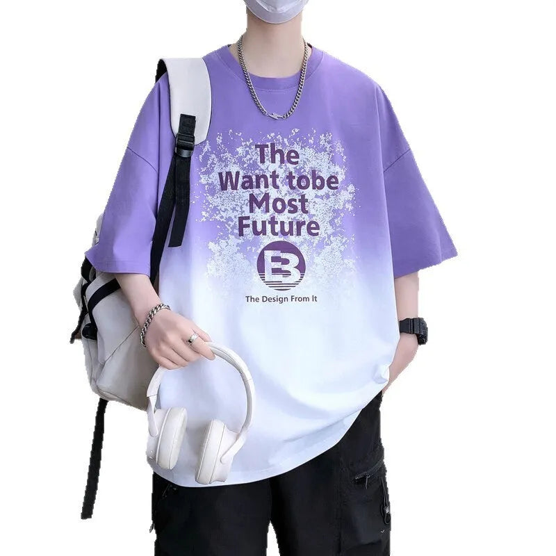 Boys' printed cotton blend T-shirt with Jacquard design in multiple colour options showing drop-shoulder sleeve construction